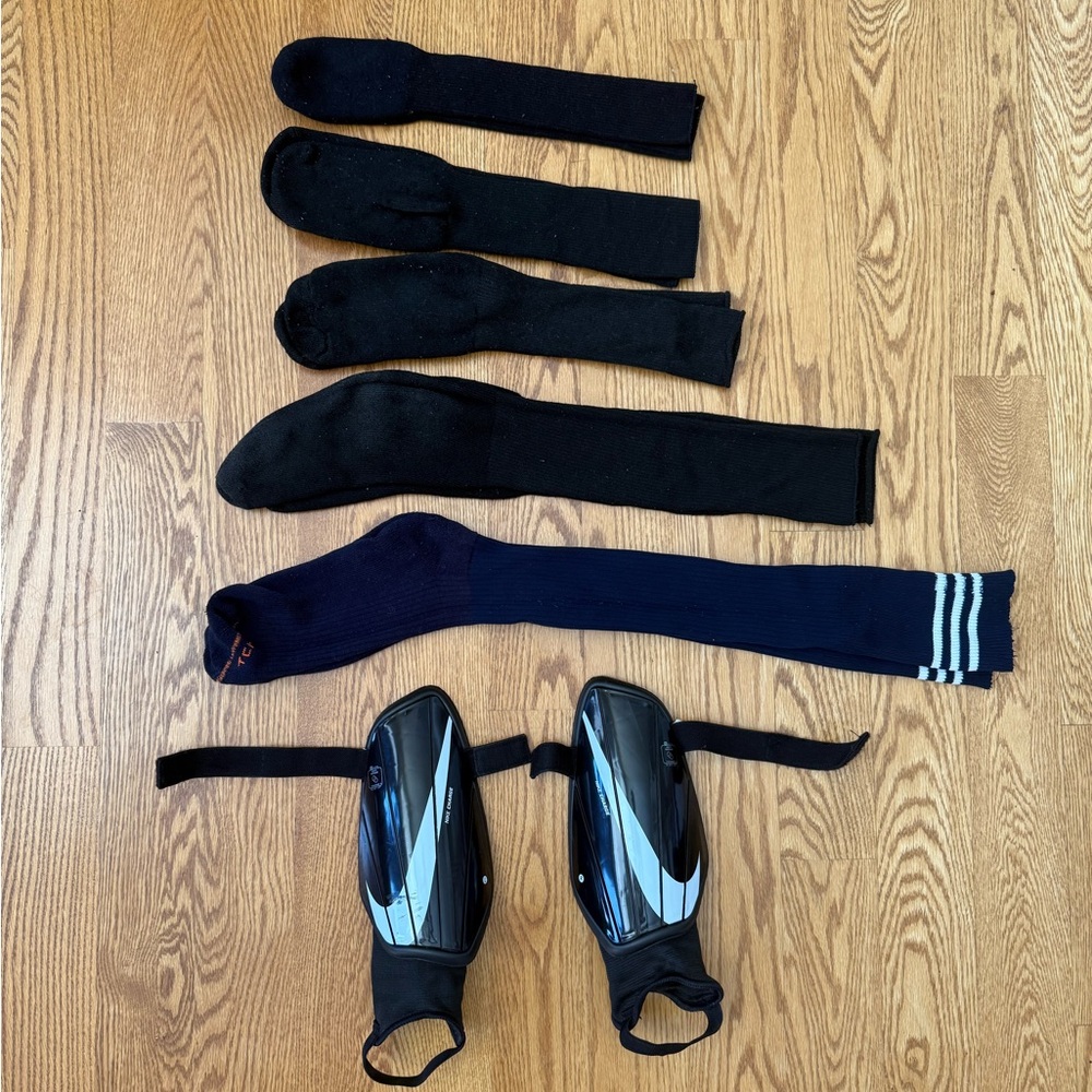 Nike soccer shins guards and socks